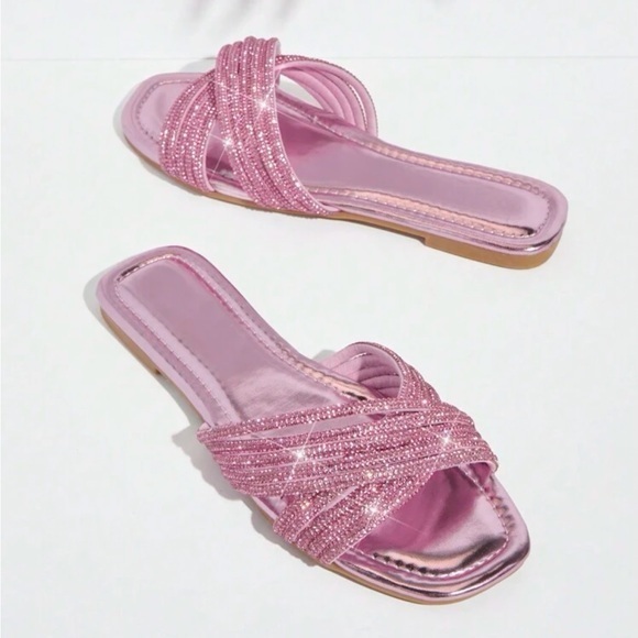 Shoes - Pink Rhinestone Summer Party Shoes